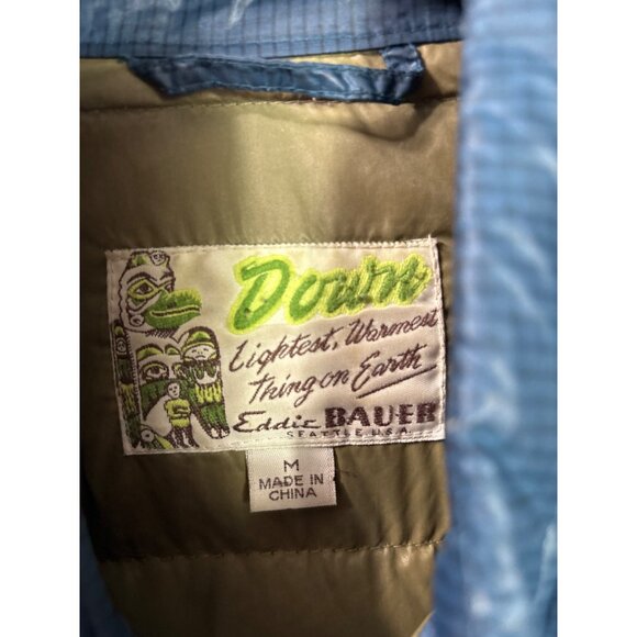 Vtg Eddie Bauer 550 Fill Power Down Jacket Mens M Blue Lightweight Down flawed - Picture 6 of 8